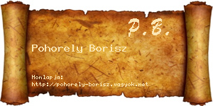 Pohorely Borisz névjegykártya